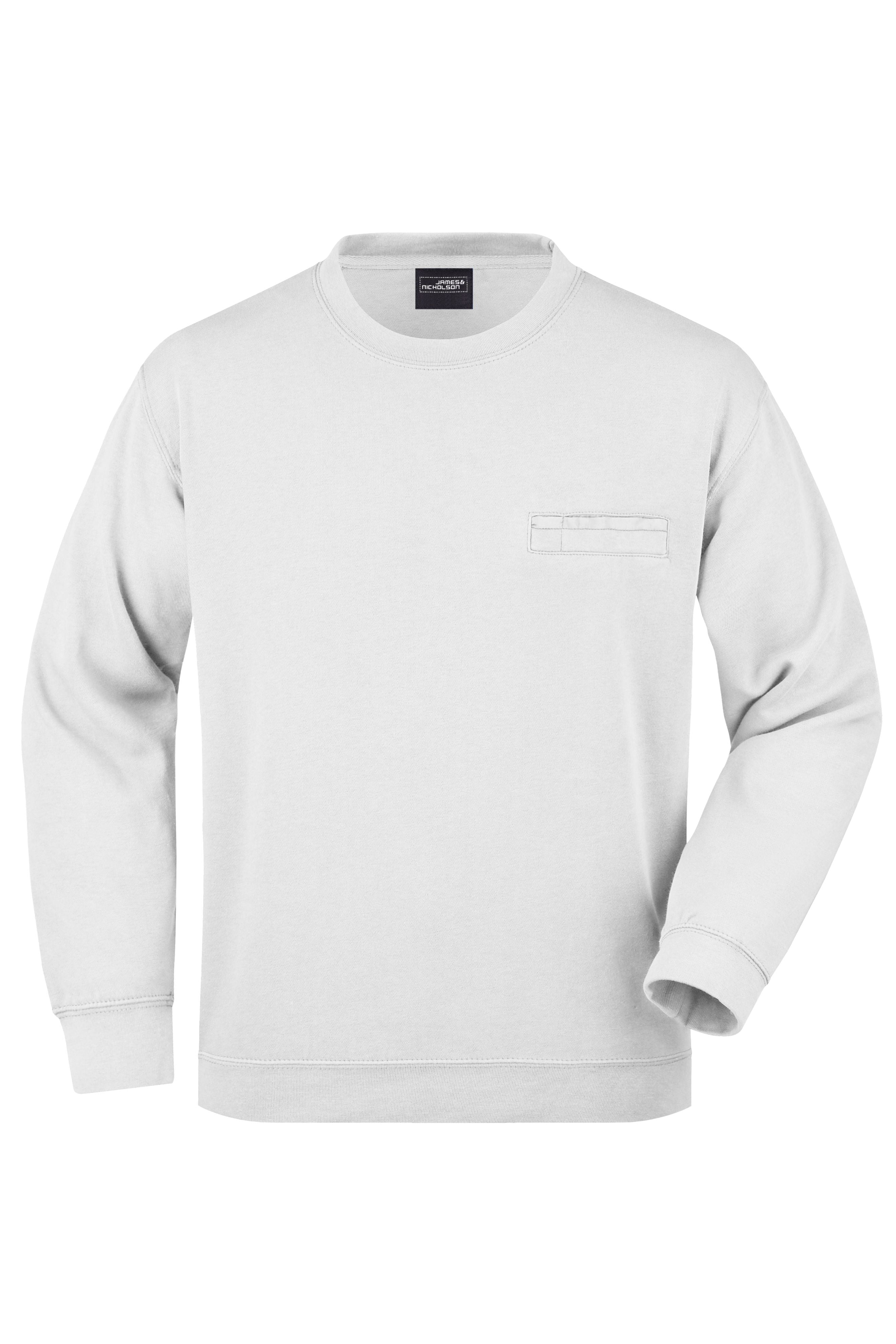 James & Nicholson Herren Sweatshirt mit Brusttasche white