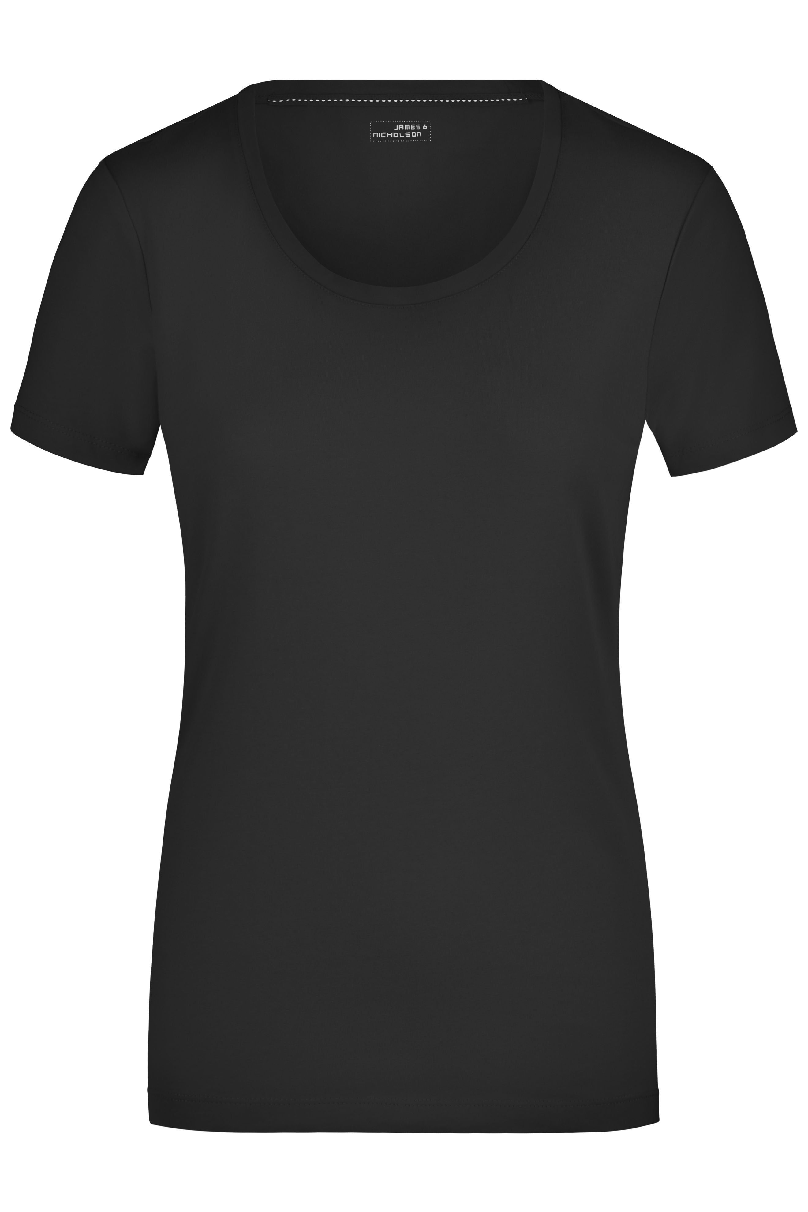 James & Nicholson Damen Elastic Rundhals Shirt black