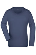 James & Nicholson Damen Elastic Langarm Shirt navy