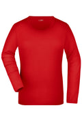 James & Nicholson Damen Elastic Langarm Shirt red