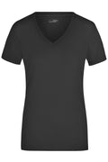 James & Nicholson Damen Elastic V-Shirt black