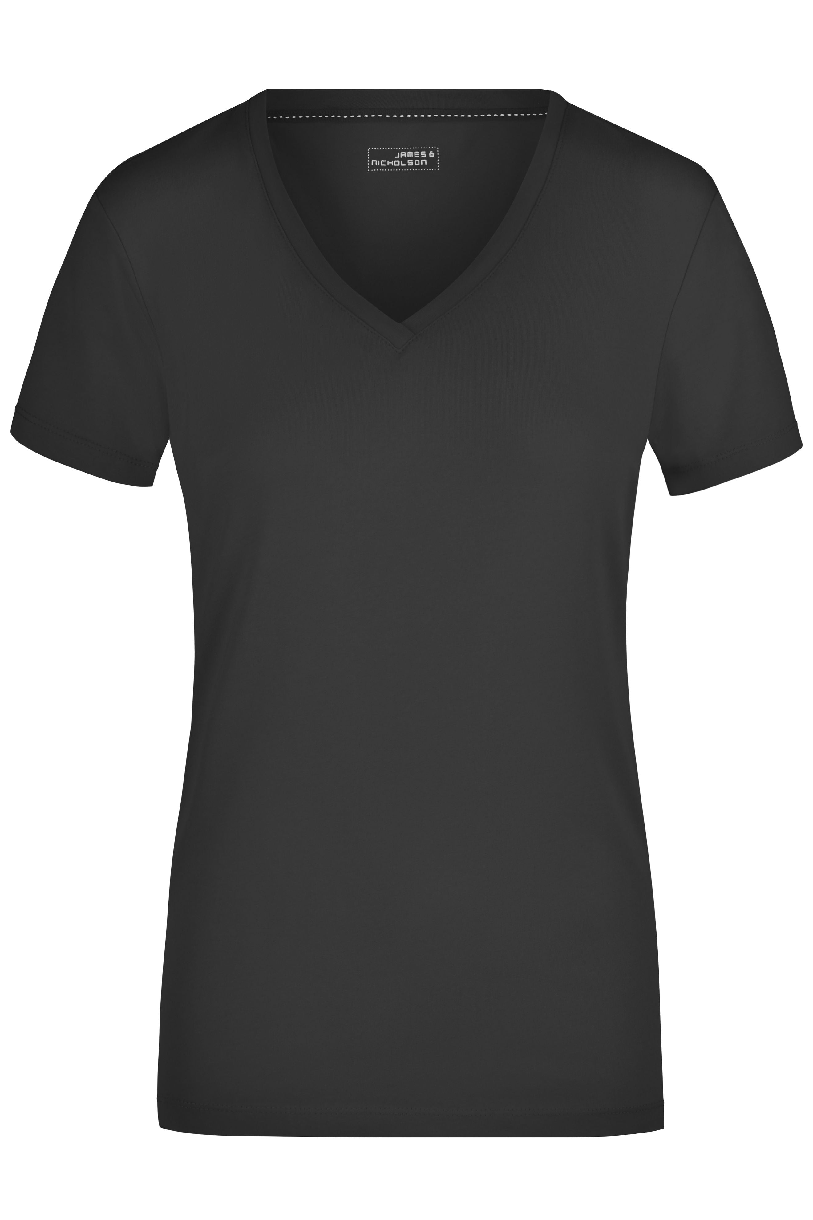 James & Nicholson Damen Elastic V-Shirt black