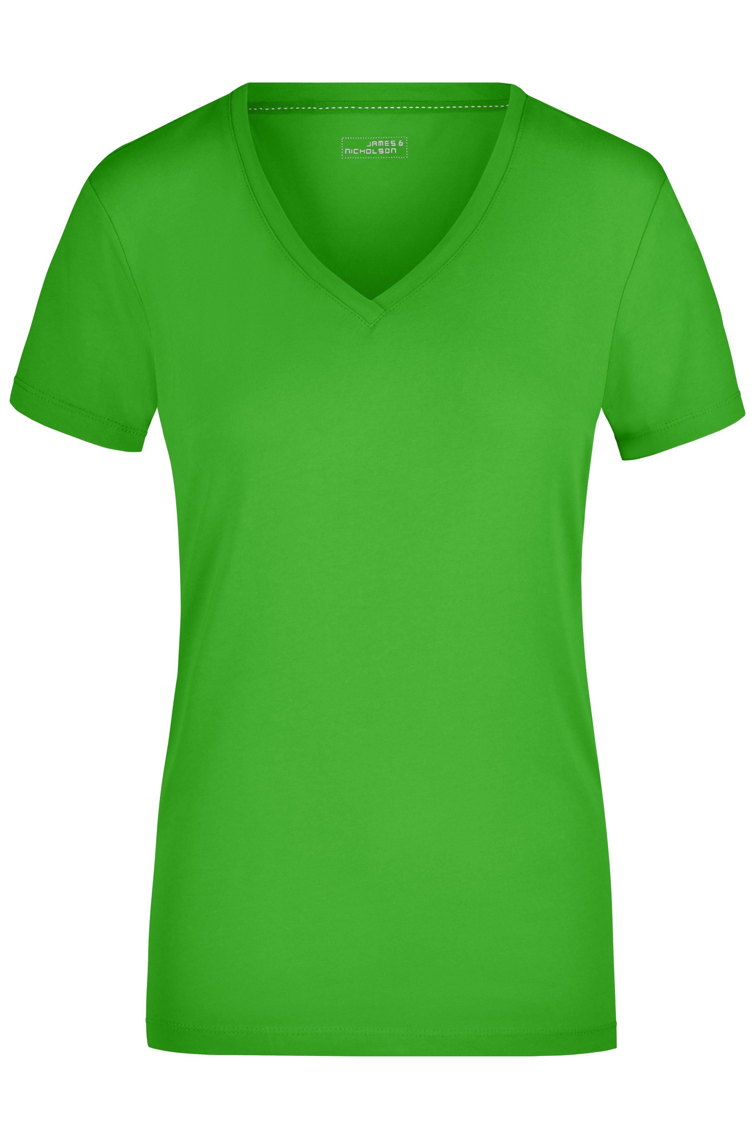 James & Nicholson Damen Elastic V-Shirt lime-green
