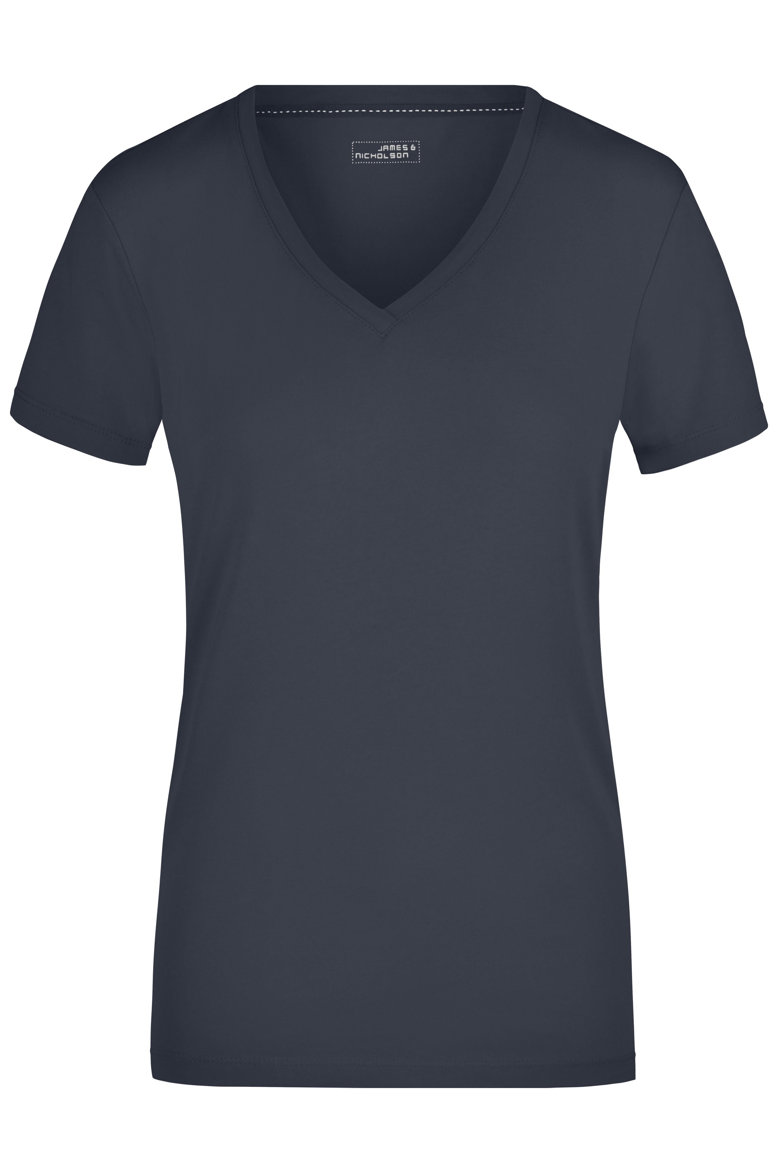 James & Nicholson Damen Elastic V-Shirt navy