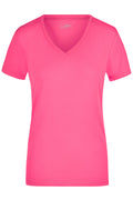 James & Nicholson Damen Elastic V-Shirt pink