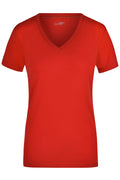 James & Nicholson Damen Elastic V-Shirt red