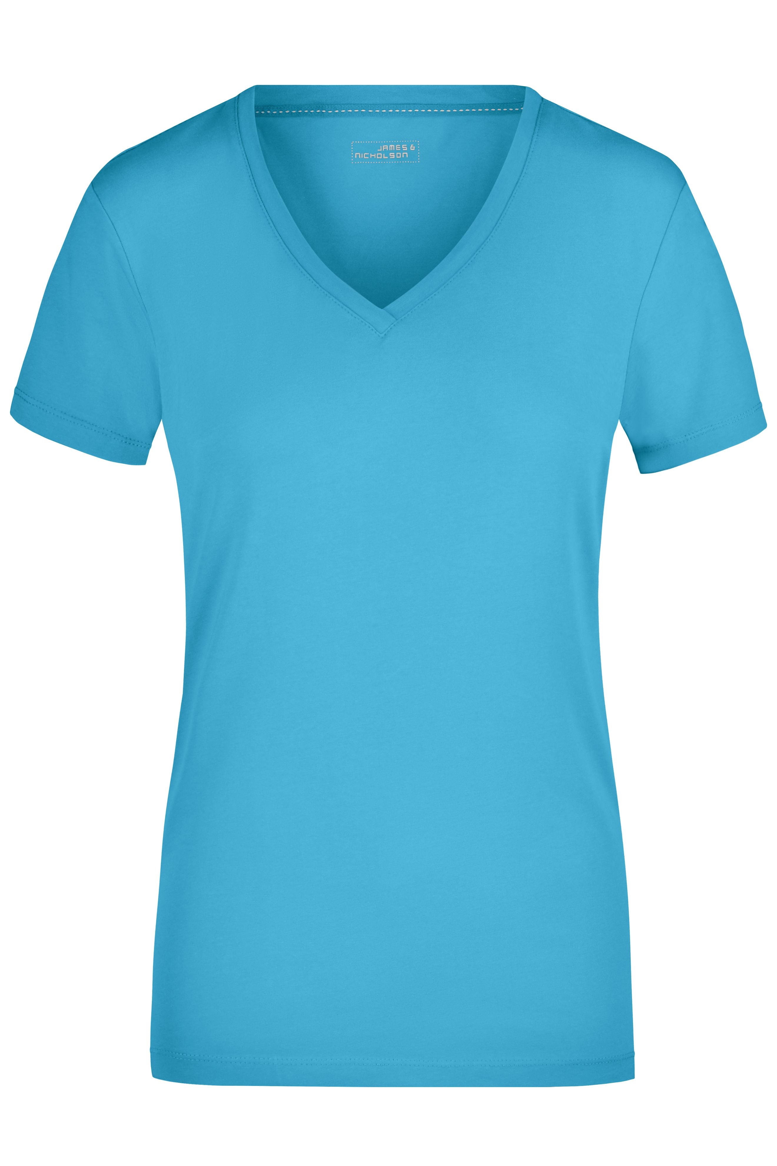 James & Nicholson Damen Elastic V-Shirt turquoise