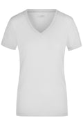 James & Nicholson Damen Elastic V-Shirt white