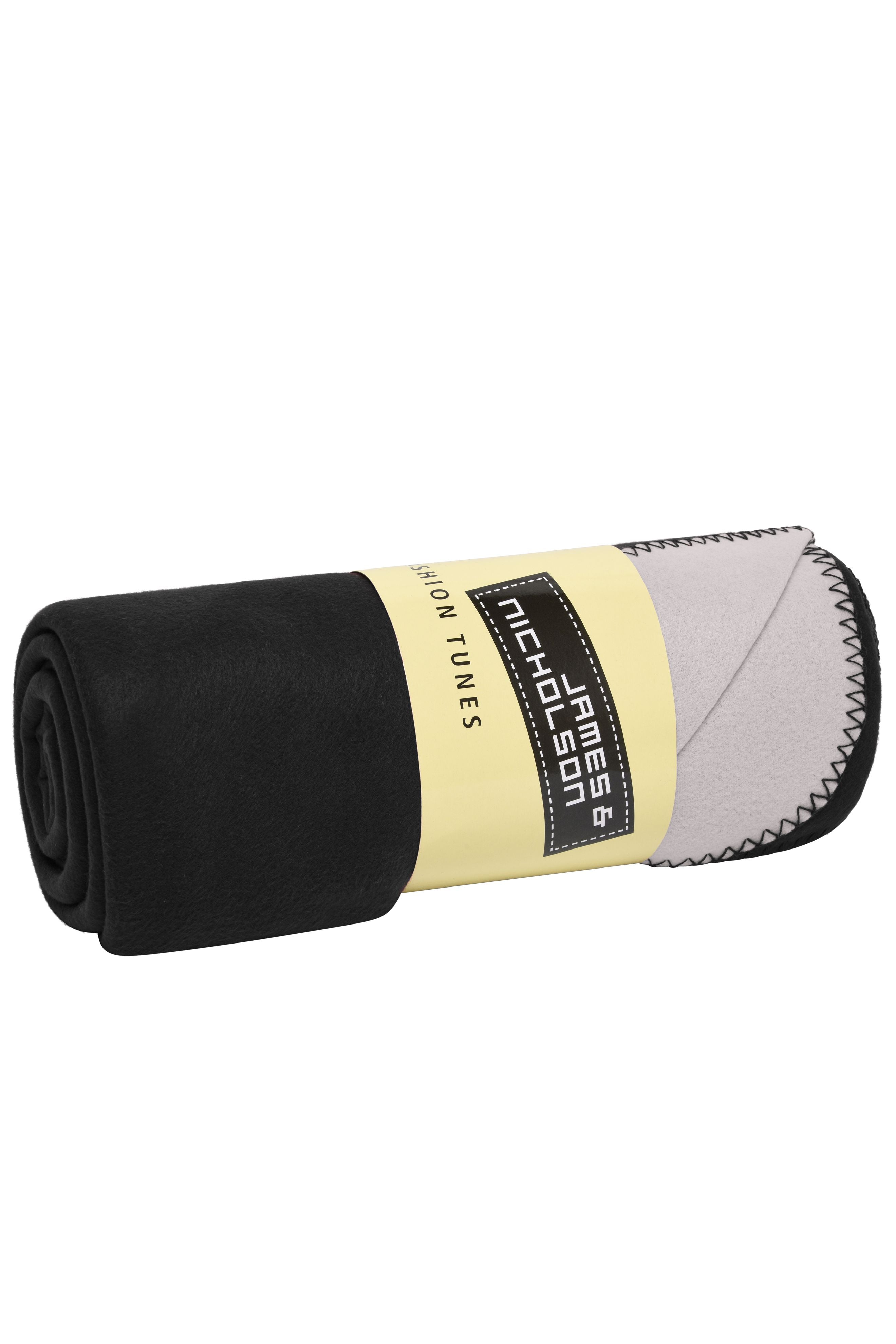 James & Nicholson Hochwertige zweischichtige Fleecedecke  black/silver