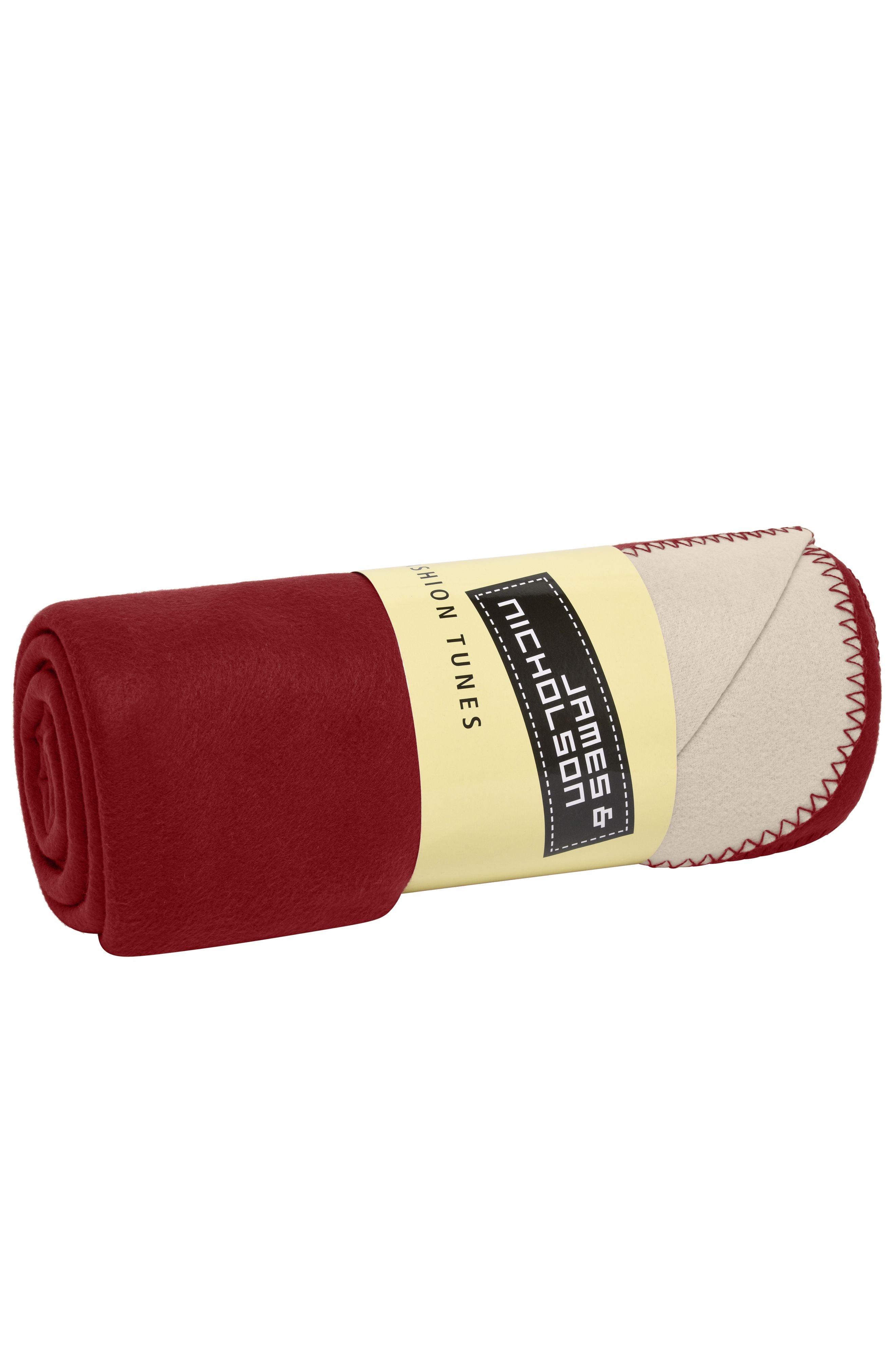 James & Nicholson Hochwertige zweischichtige Fleecedecke  bordeaux/cream