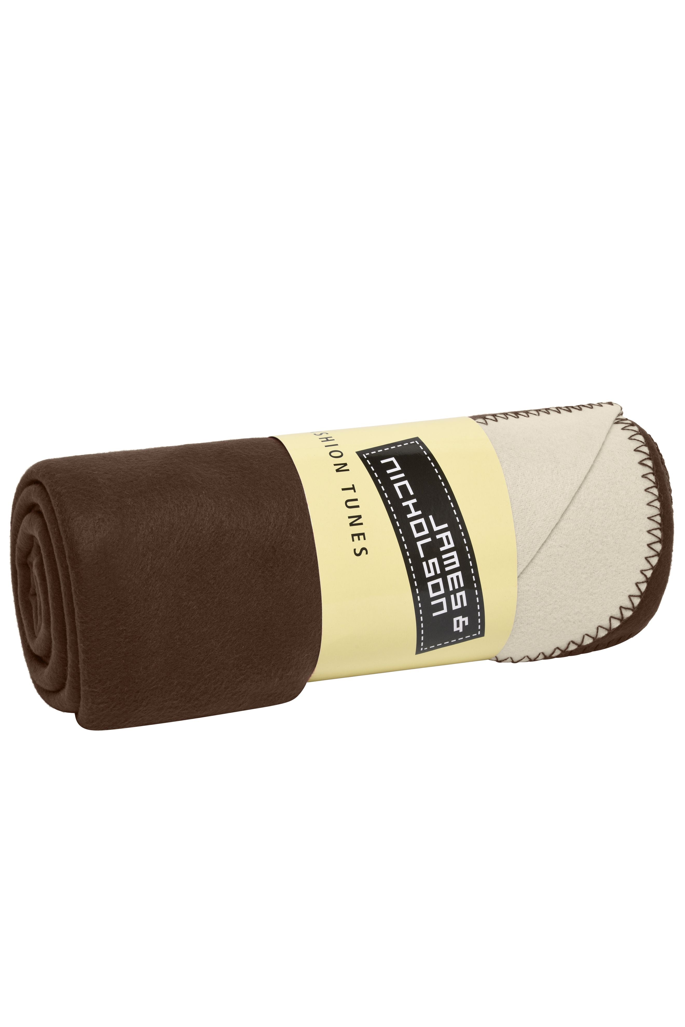 James & Nicholson Hochwertige zweischichtige Fleecedecke  brown/cream