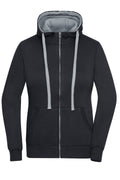 James & Nicholson Damen Lifestyle Kapuzenjacke black/grey-heather