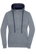 James & Nicholson Damen Lifestyle Kapuzenjacke grey-melange/navy