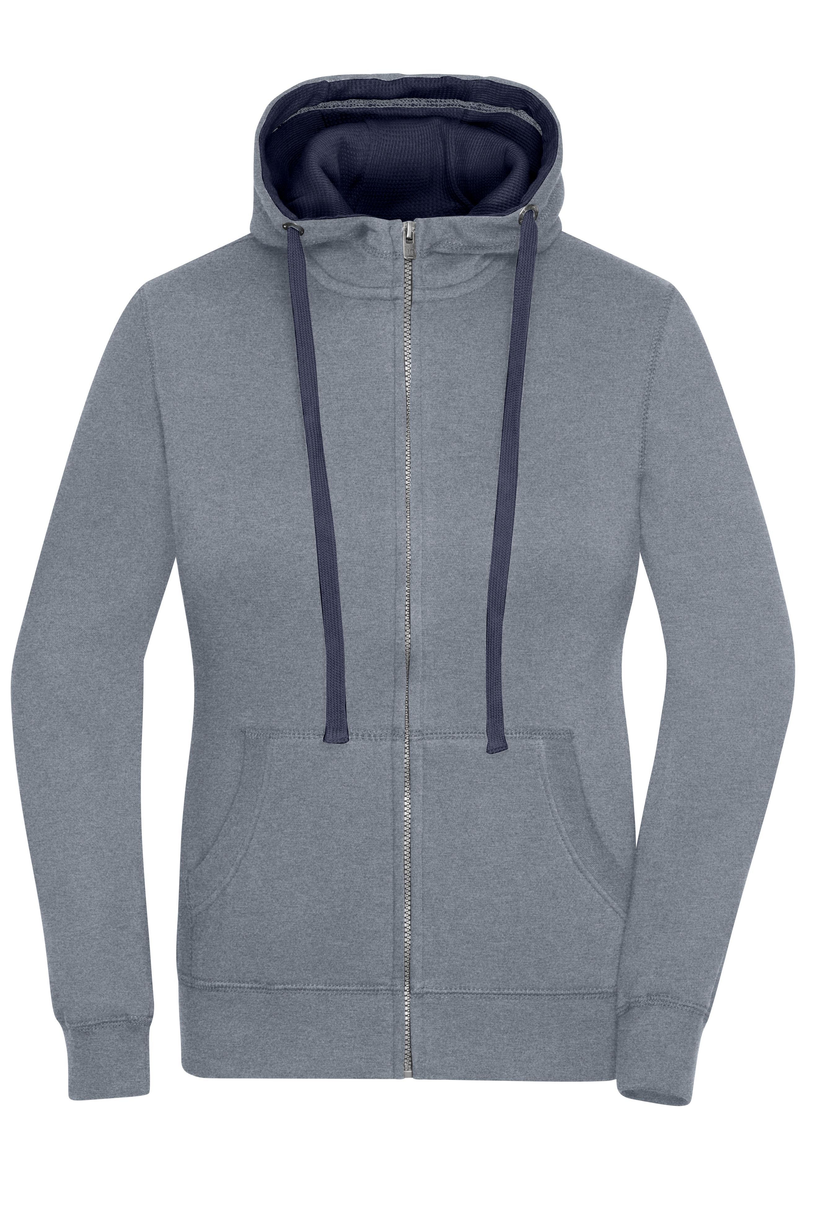 James & Nicholson Damen Lifestyle Kapuzenjacke grey-melange/navy