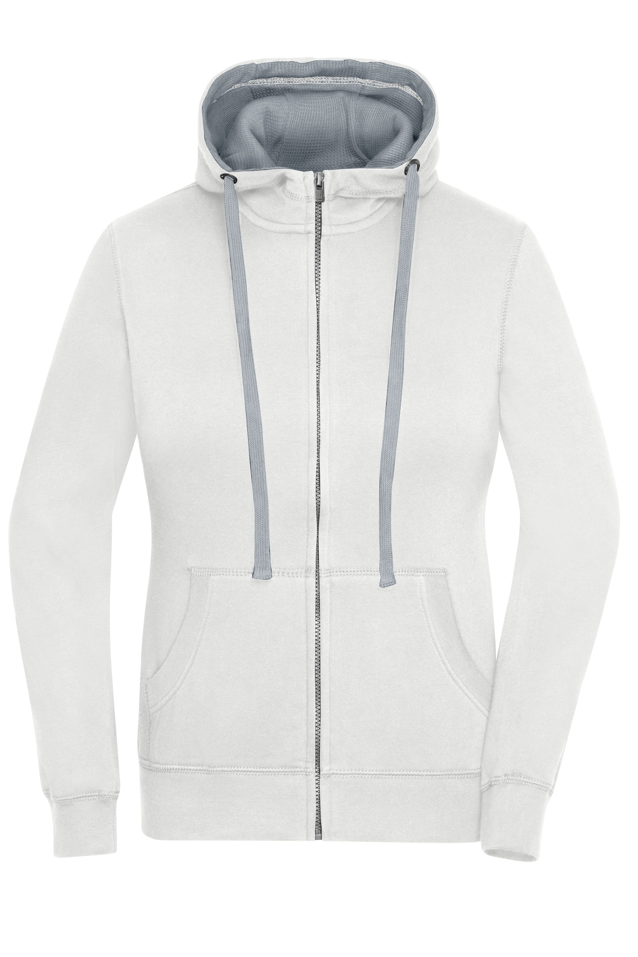 James & Nicholson Damen Lifestyle Kapuzenjacke off-white/grey-heather
