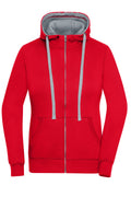 James & Nicholson Damen Lifestyle Kapuzenjacke red/grey-heather