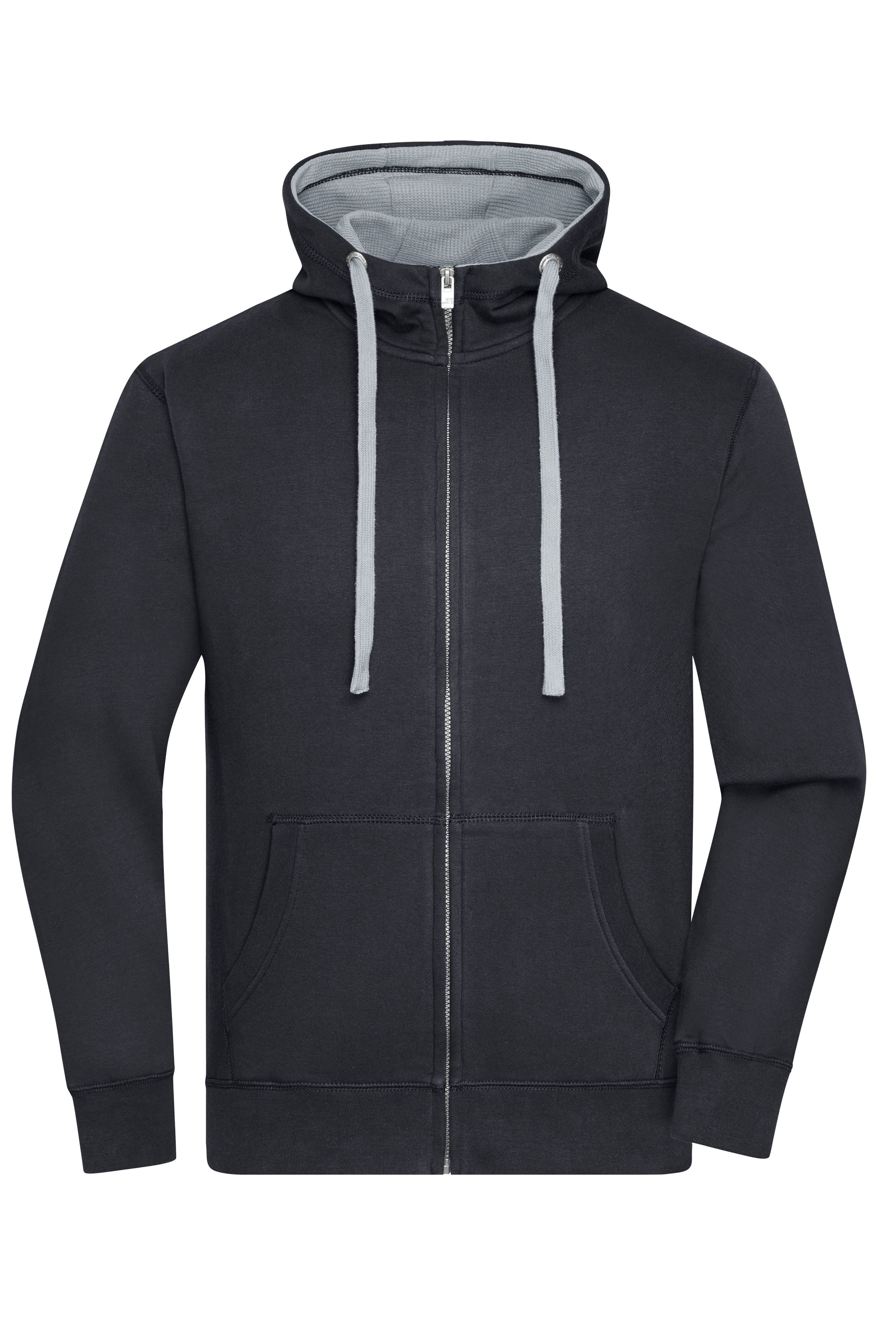 James & Nicholson Herren Lifestyle Kapuzenjacke black/grey-heather
