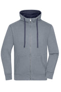 James & Nicholson Herren Lifestyle Kapuzenjacke grey-melange/navy