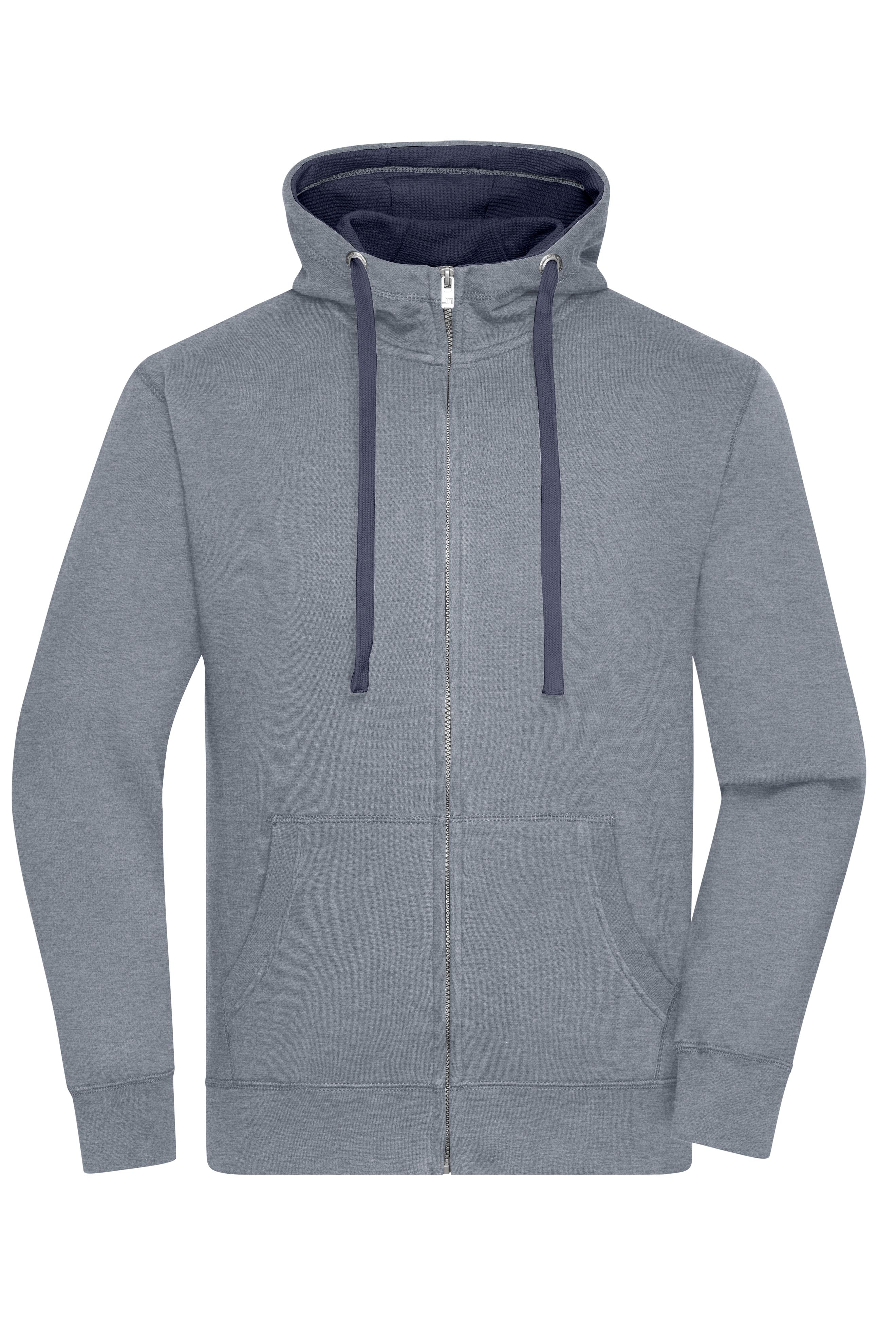 James & Nicholson Herren Lifestyle Kapuzenjacke grey-melange/navy