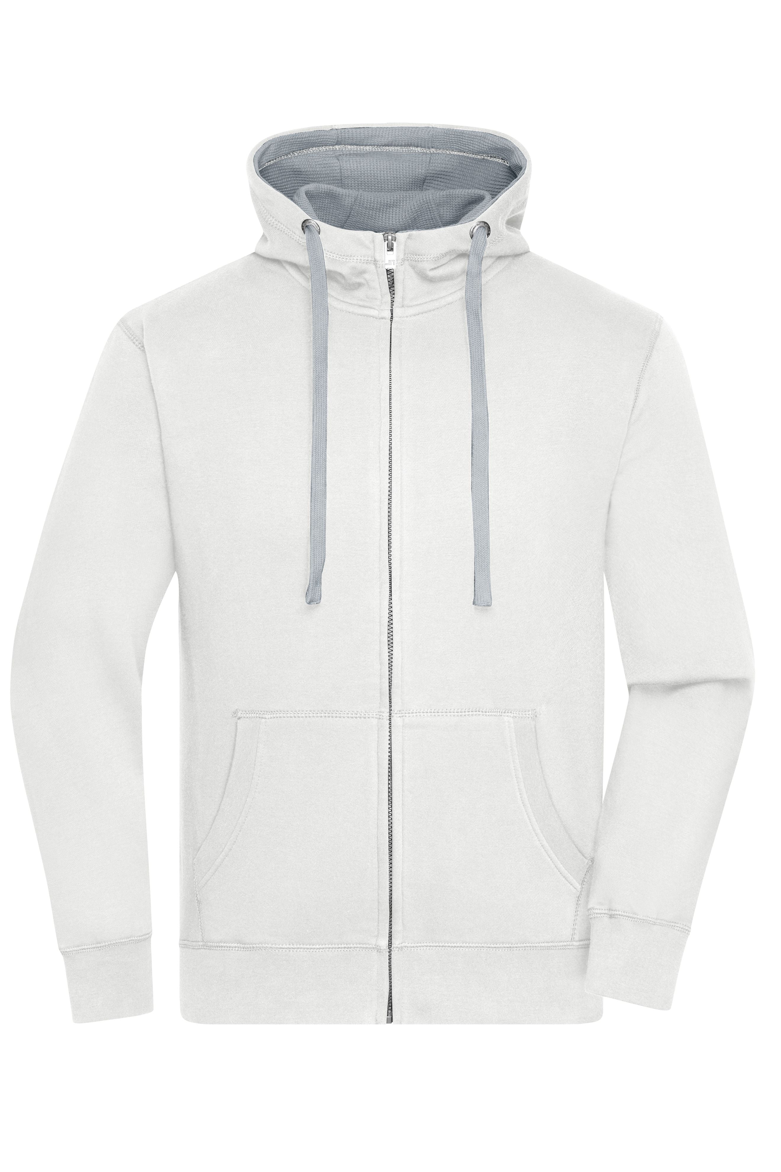 James & Nicholson Herren Lifestyle Kapuzenjacke off-white/grey-heather