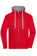 James & Nicholson Herren Lifestyle Kapuzenjacke red/grey-heather