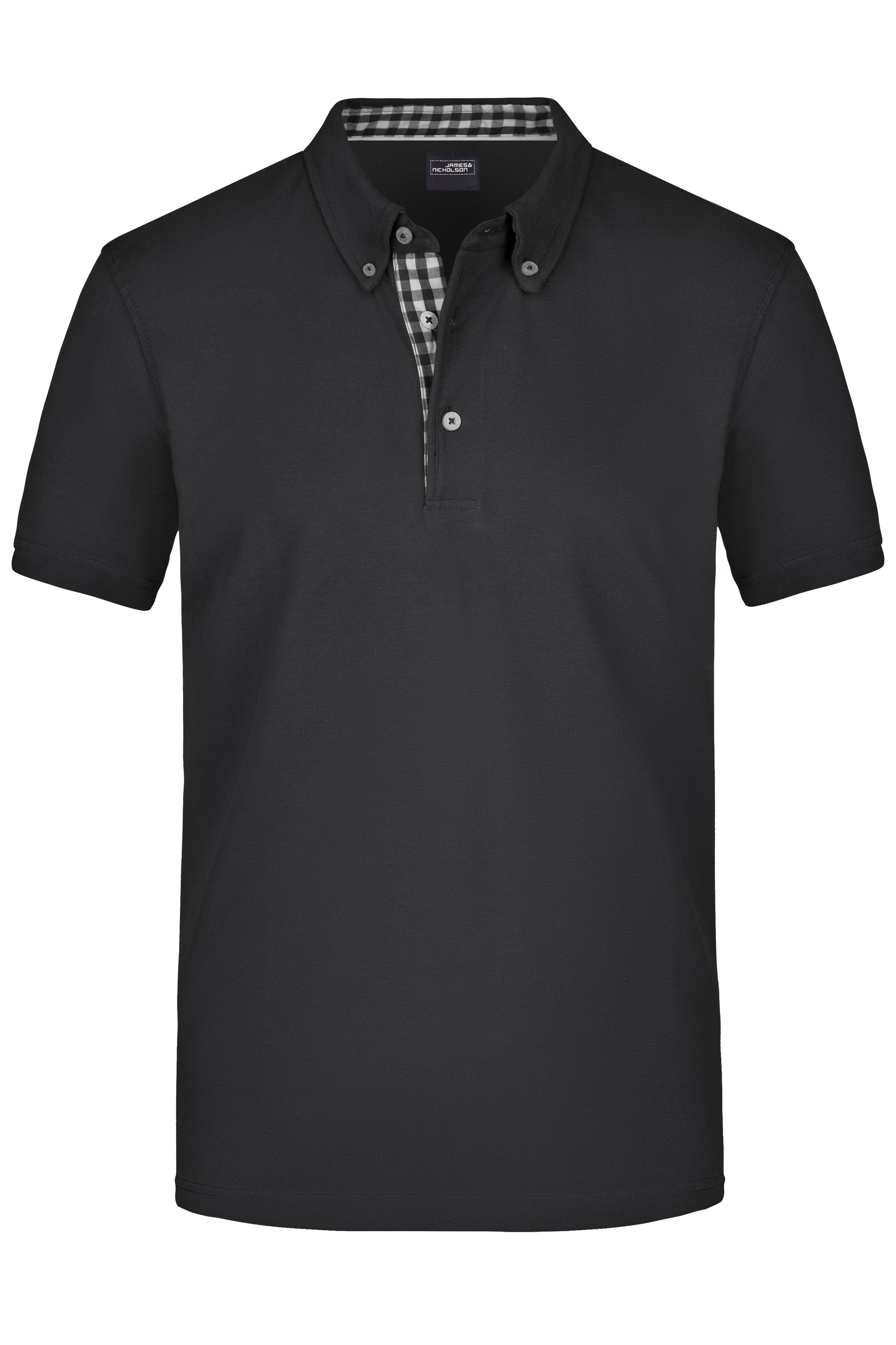 James & Nicholson Herrenpolo Karo Optik black/black-white