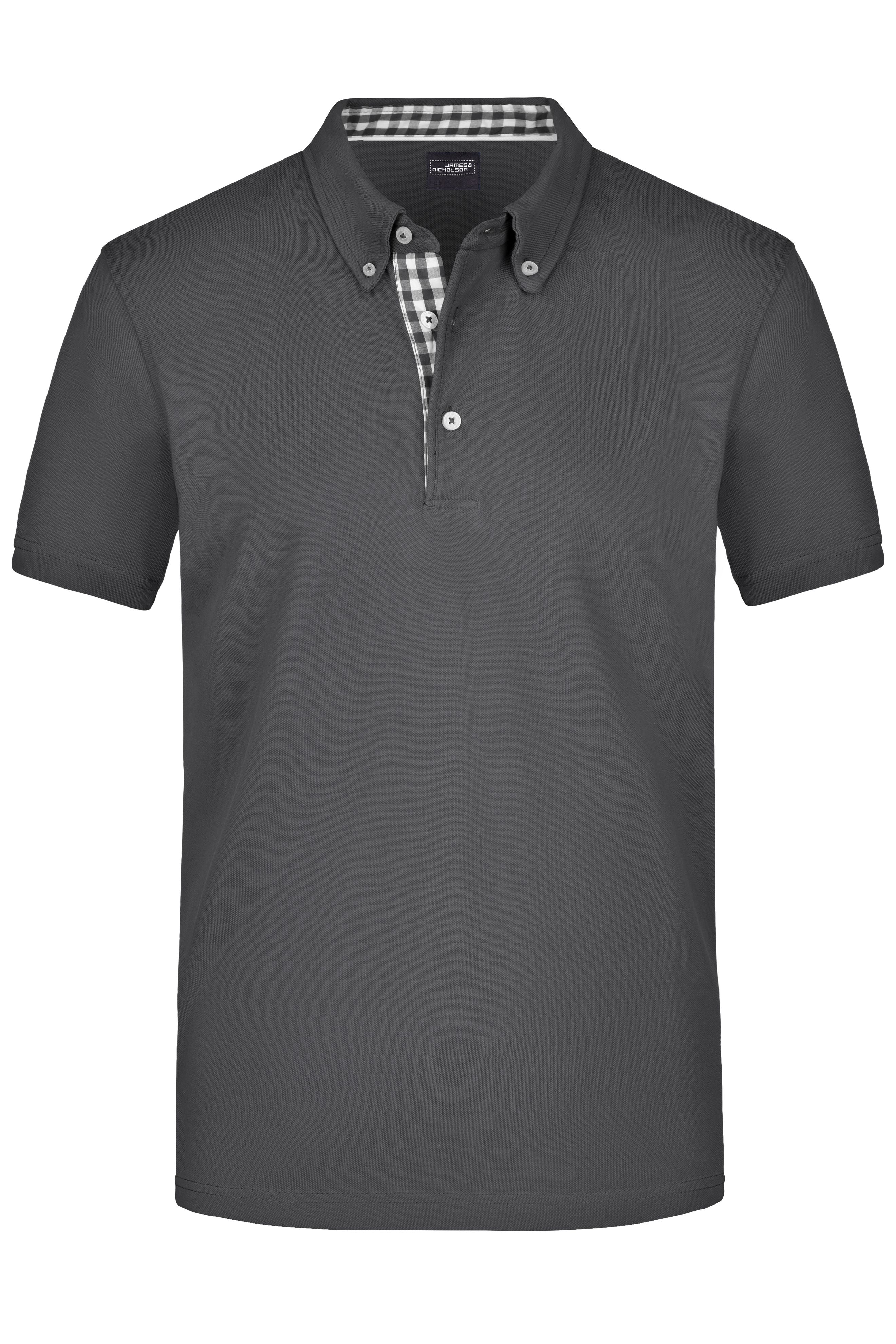 James & Nicholson Herrenpolo Karo Optik graphite/graphite-white