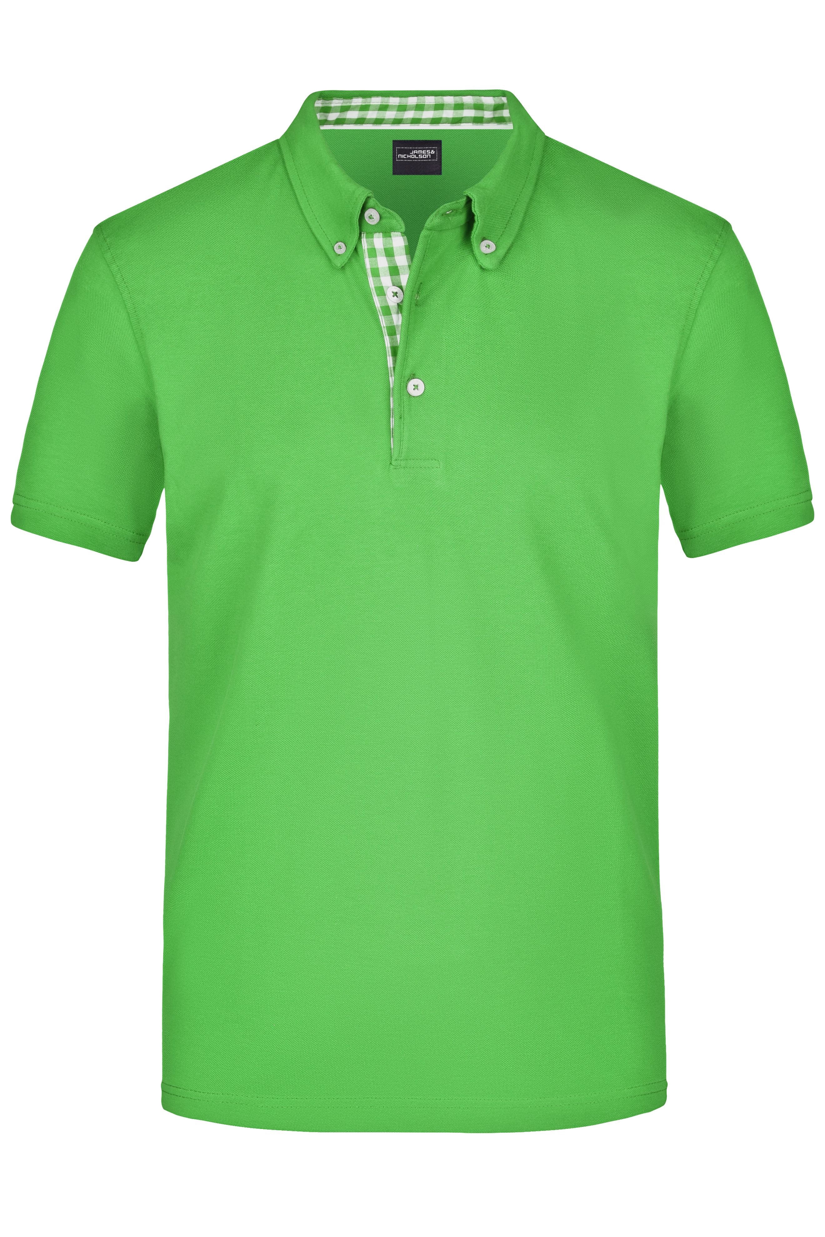 James & Nicholson Herrenpolo Karo Optik lime-green/lime-green-white