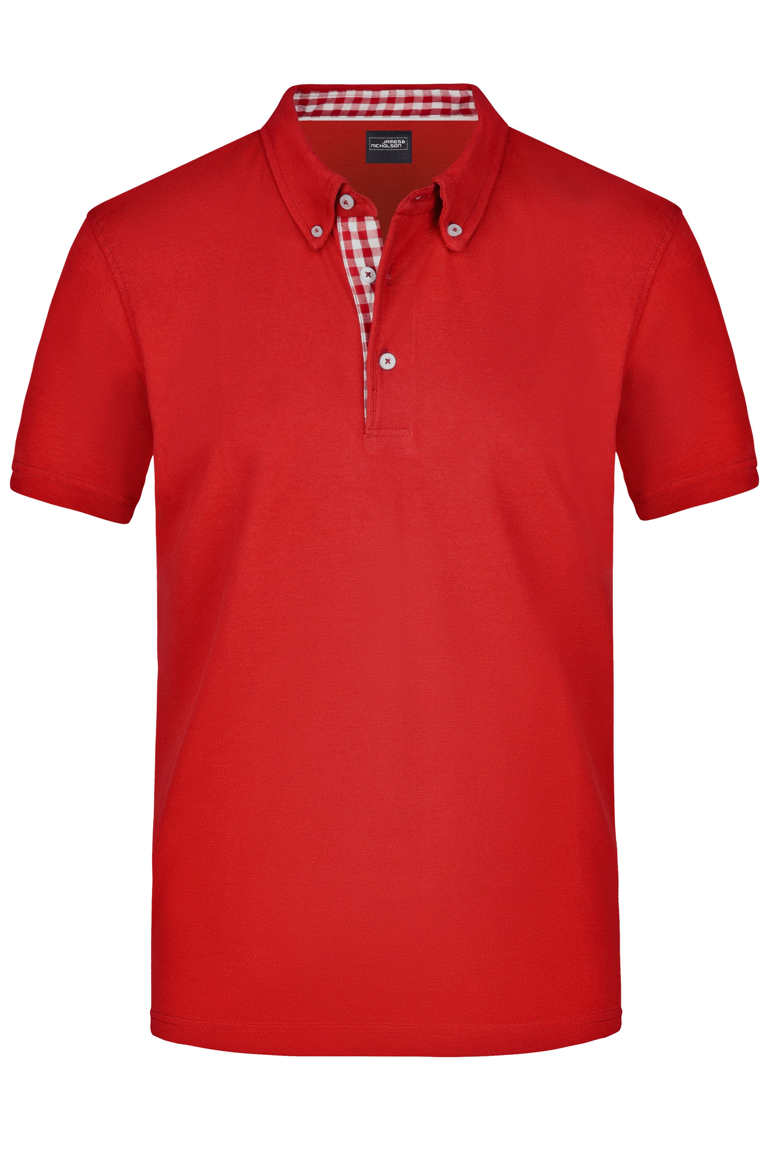 James & Nicholson Herrenpolo Karo Optik red/red-white