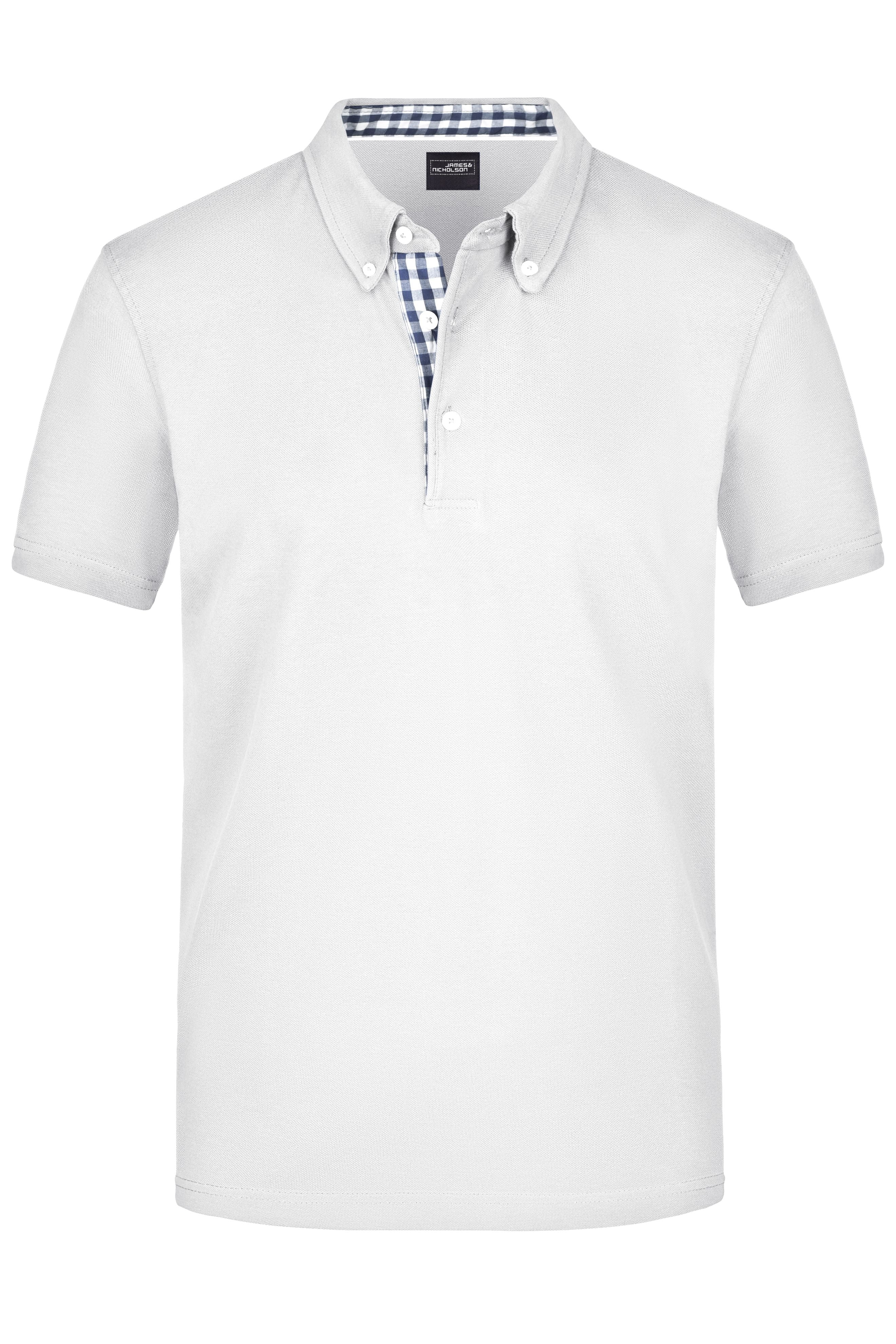 James & Nicholson Herrenpolo Karo Optik white/navy/white