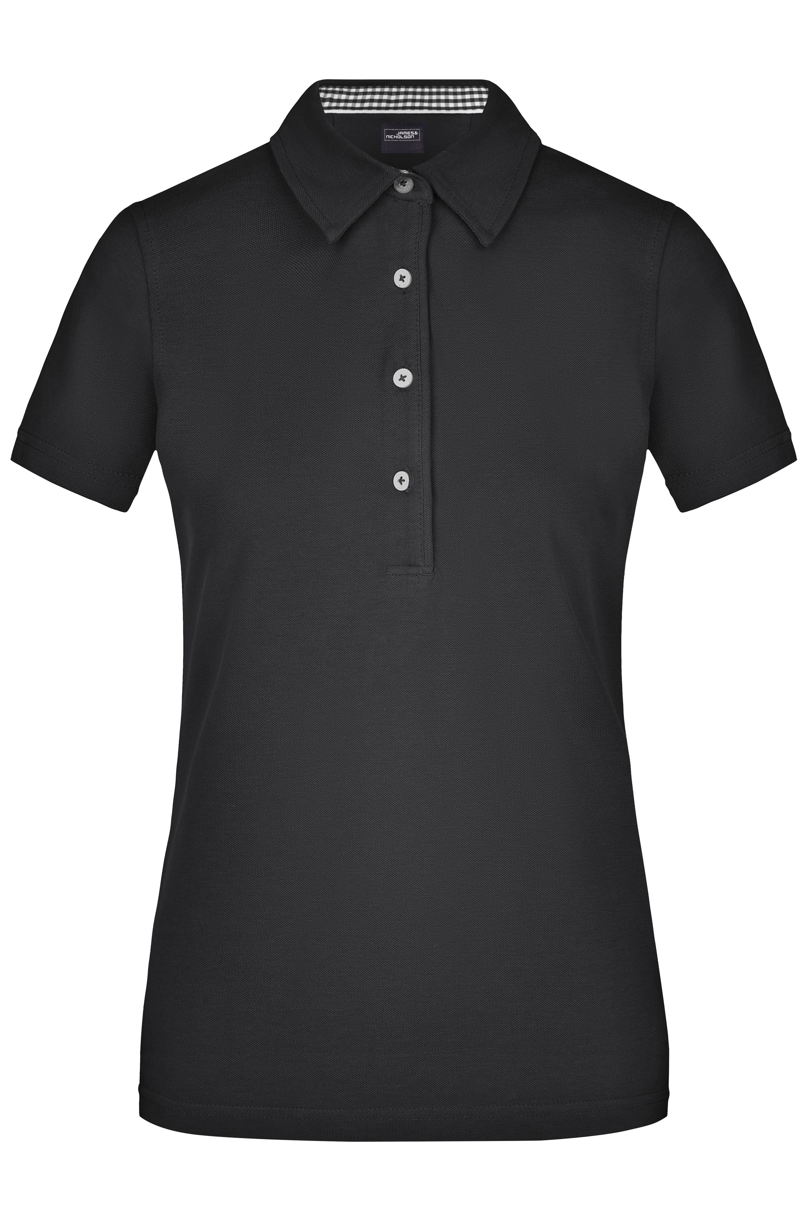James & Nicholson Damenpolo Karo Optik black/black-white