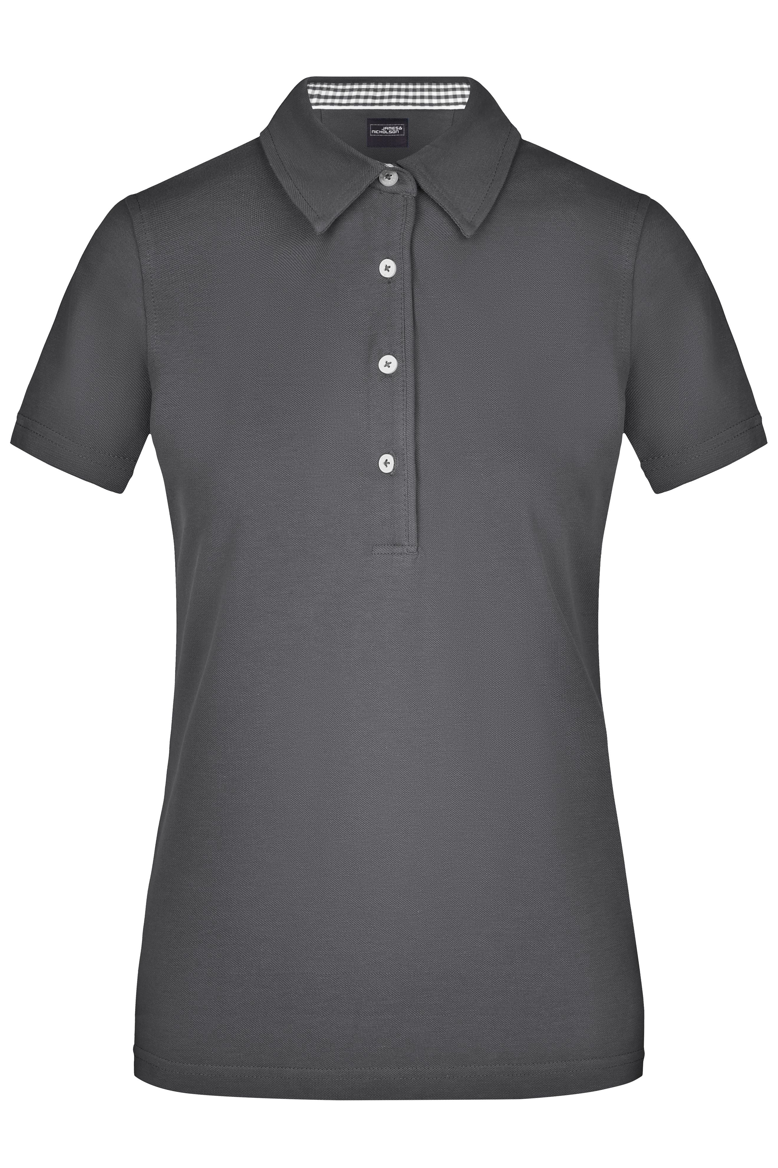 James & Nicholson Damenpolo Karo Optik graphite/graphite-white