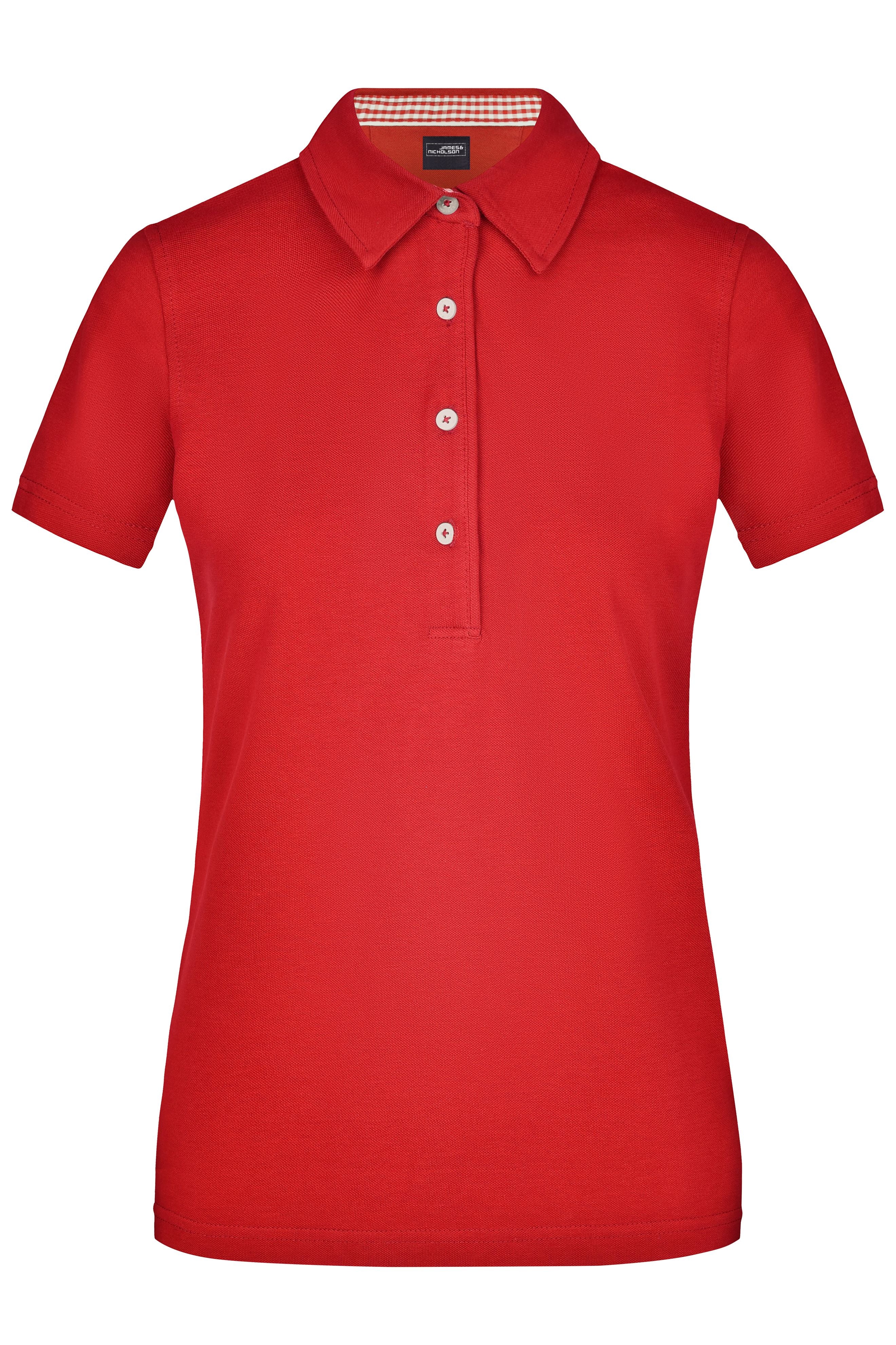James & Nicholson Damenpolo Karo Optik red/red-white
