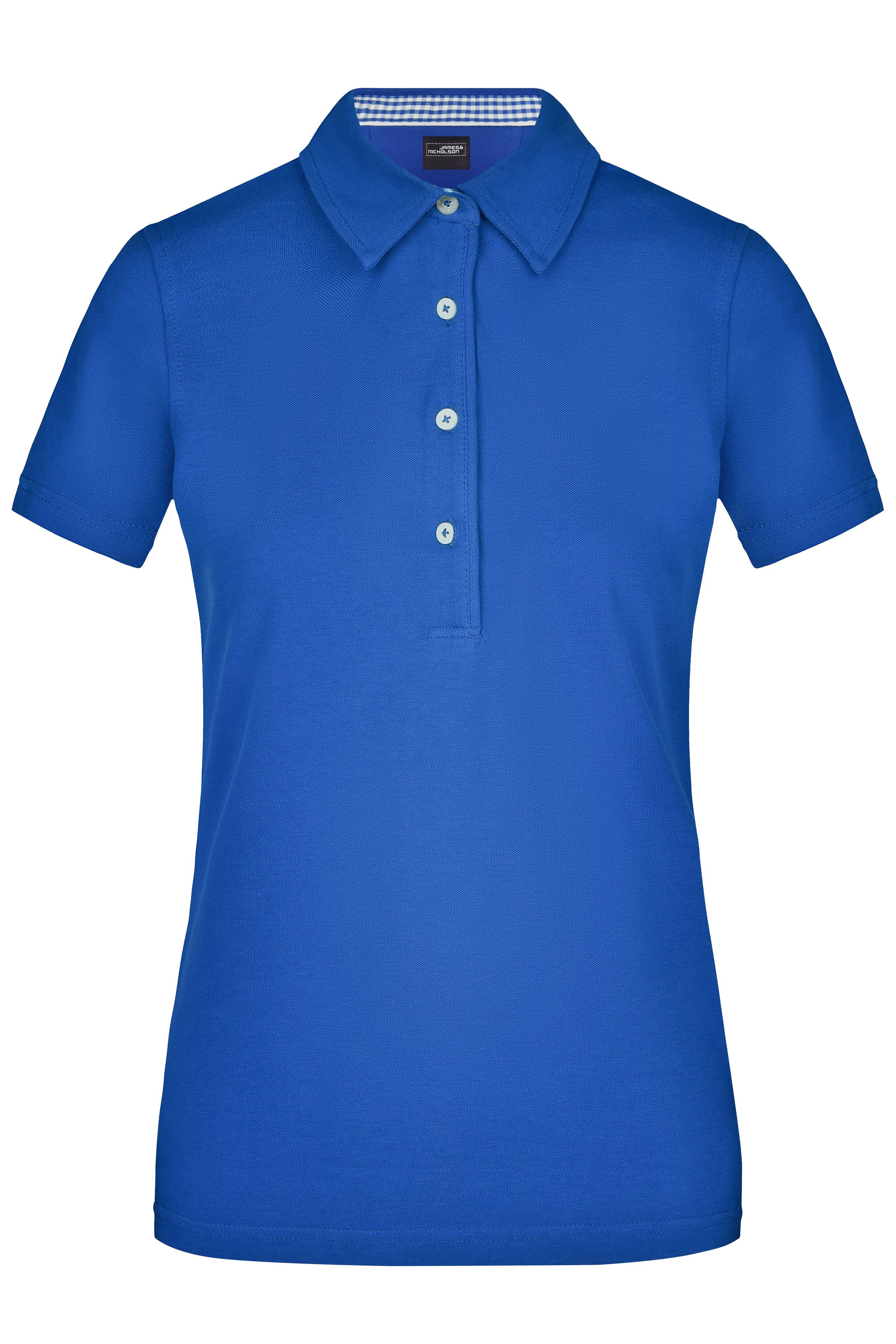 James & Nicholson Damenpolo Karo Optik royal/royal-white