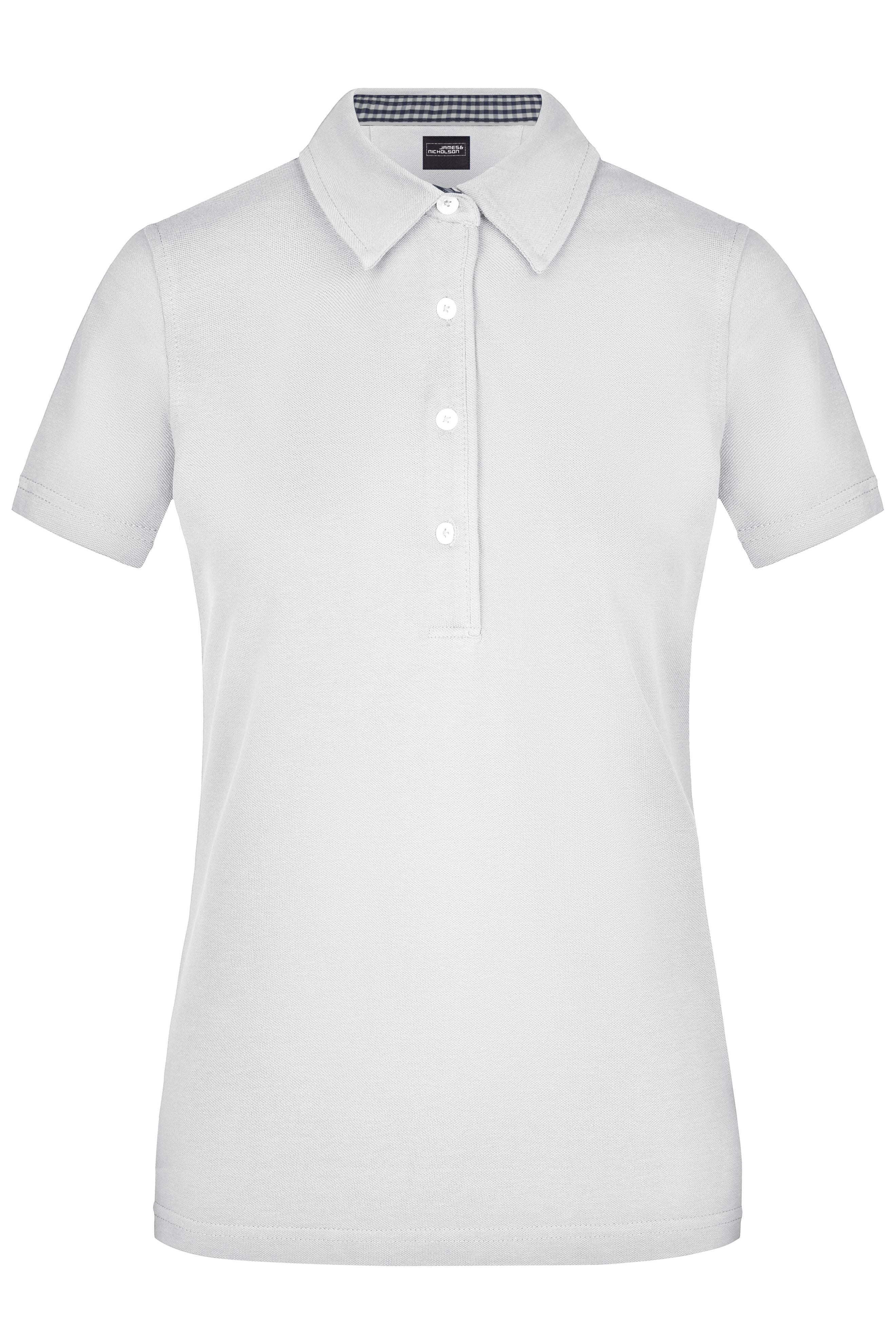 James & Nicholson Damenpolo Karo Optik white/navy/white