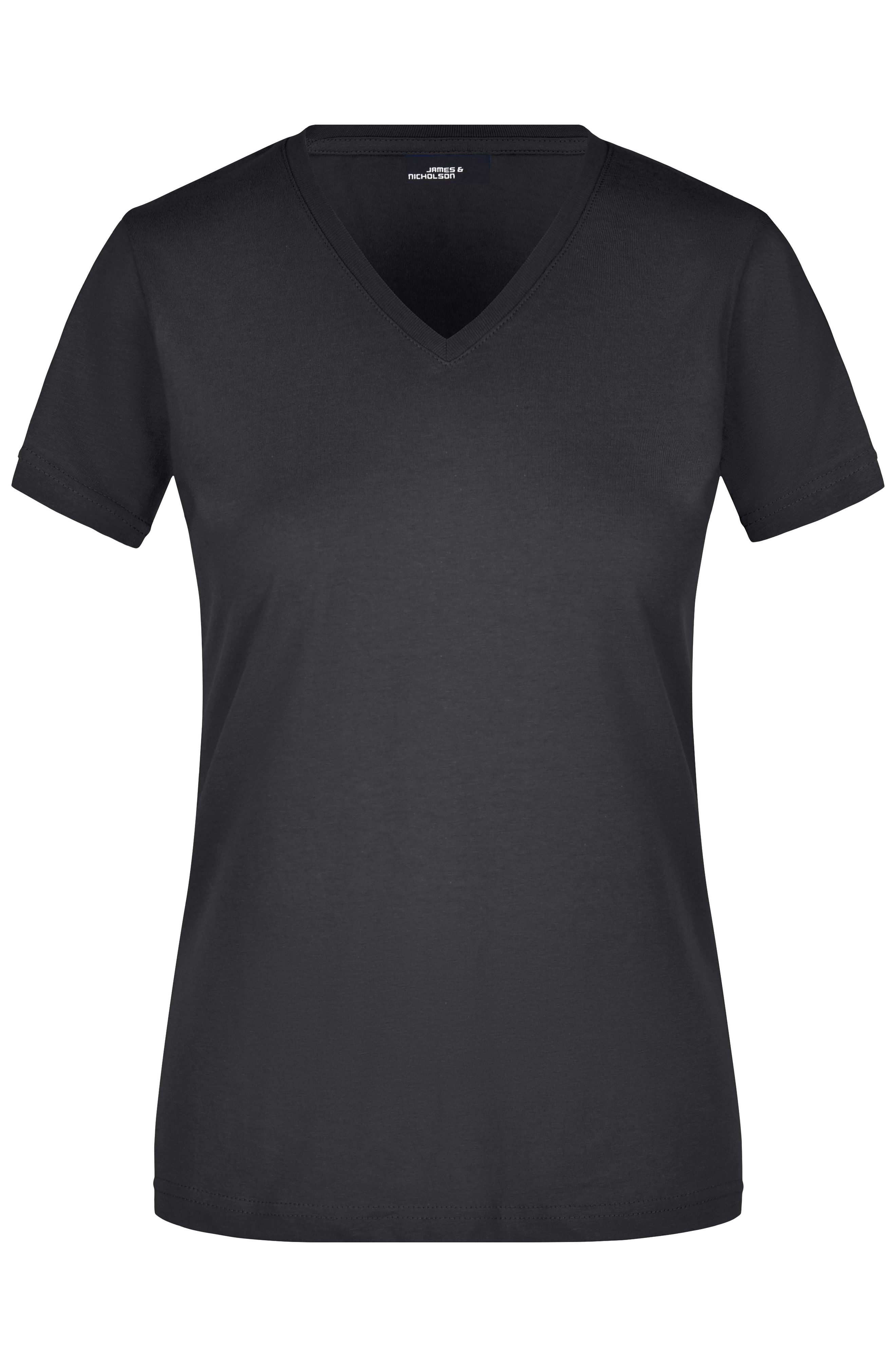 James & Nicholson Damen V-T-Shirt black