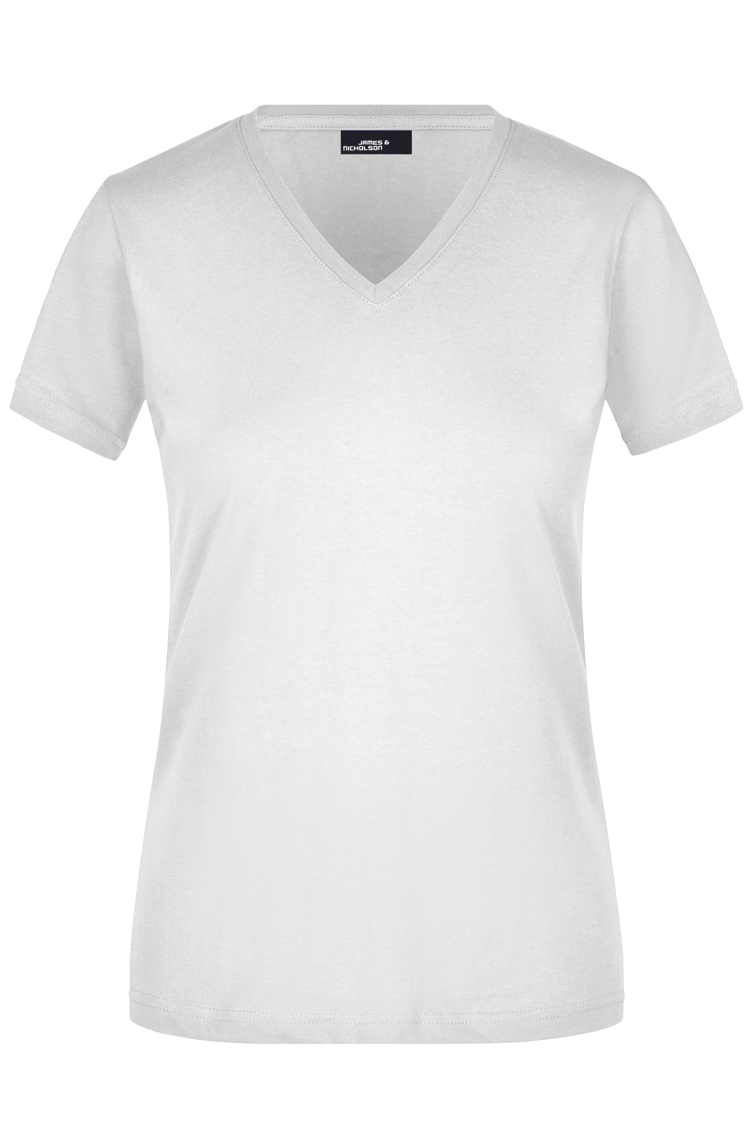 James & Nicholson Damen V-T-Shirt white