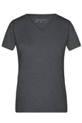 James & Nicholson Damen Melange V-Shirt black-melange