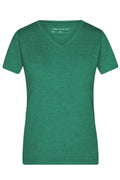 James & Nicholson Damen Melange V-Shirt green-melange