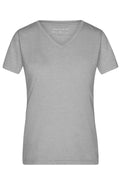 James & Nicholson Damen Melange V-Shirt grey-heather