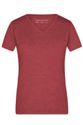 James & Nicholson Damen Melange V-Shirt wine-melange