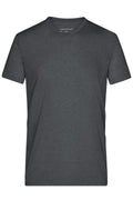 James & Nicholson Herren Melange V-Shirt black-melange