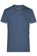 James & Nicholson Herren Melange V-Shirt blue-melange