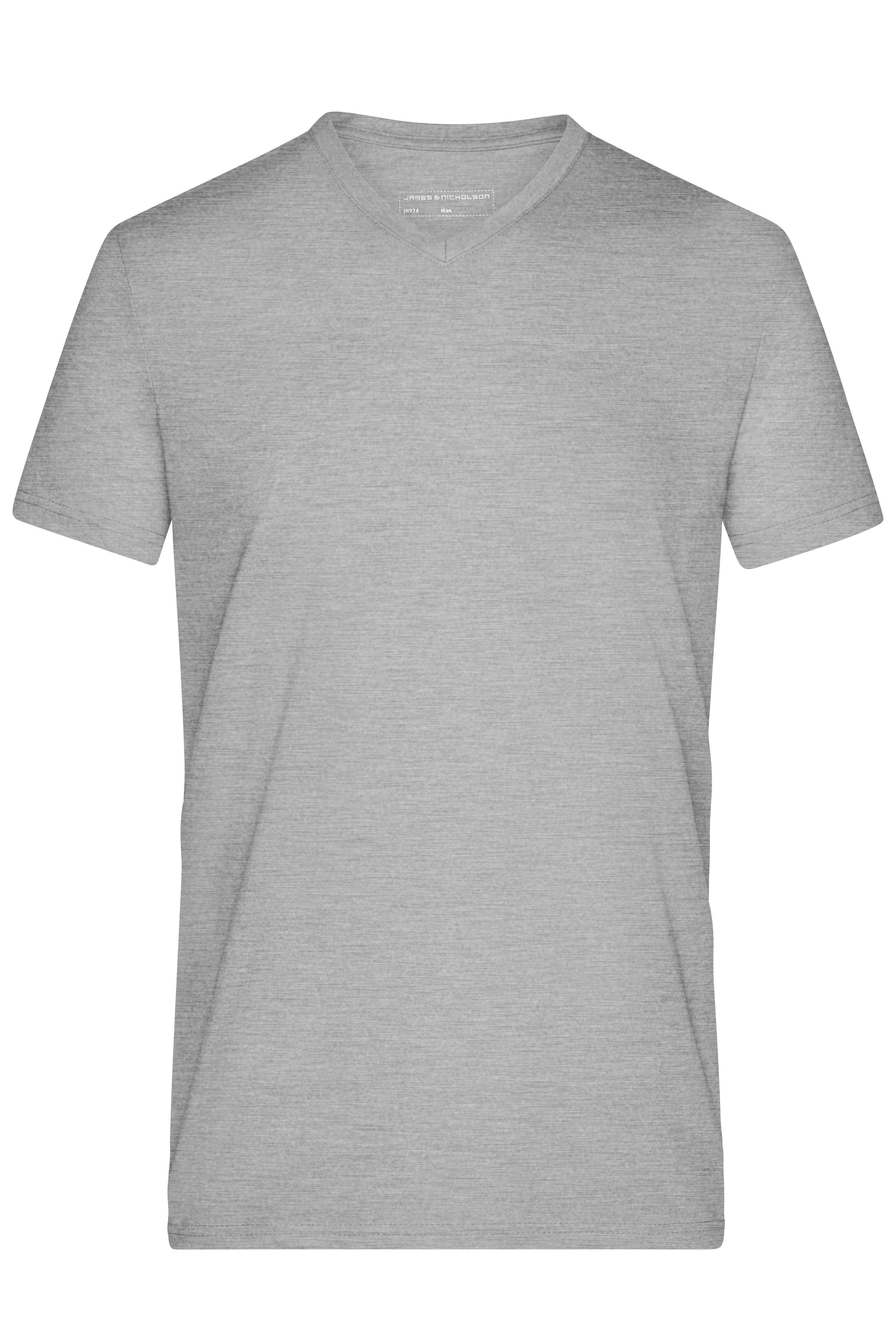 James & Nicholson Herren Melange V-Shirt grey-heather