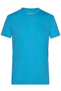 James & Nicholson Herren Melange V-Shirt turquoise-melange