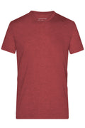 James & Nicholson Herren Melange V-Shirt wine-melange