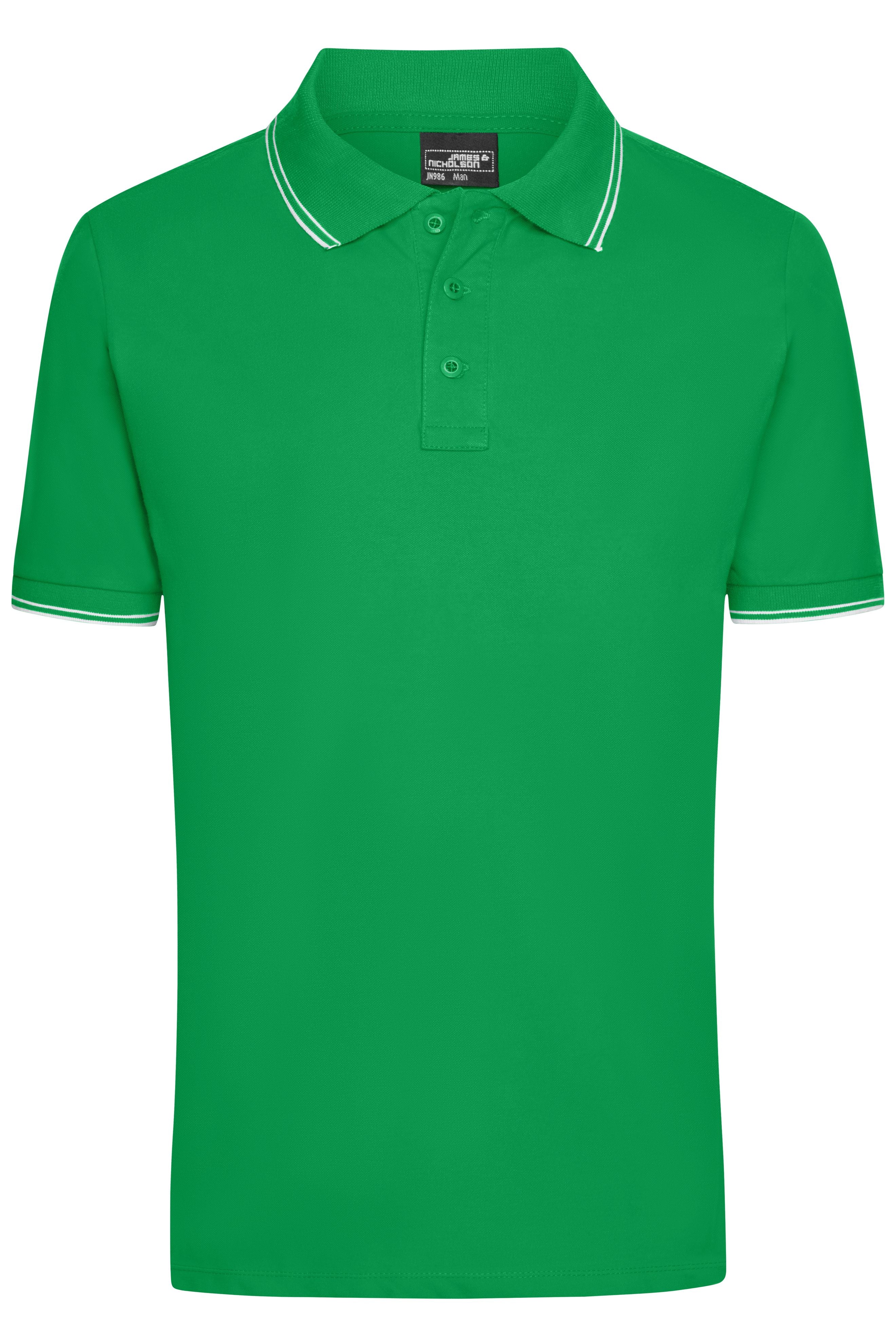 James & Nicholson Herren Elastic Polo fern-green/white