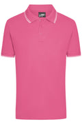 James & Nicholson Herren Elastic Polo pink/white