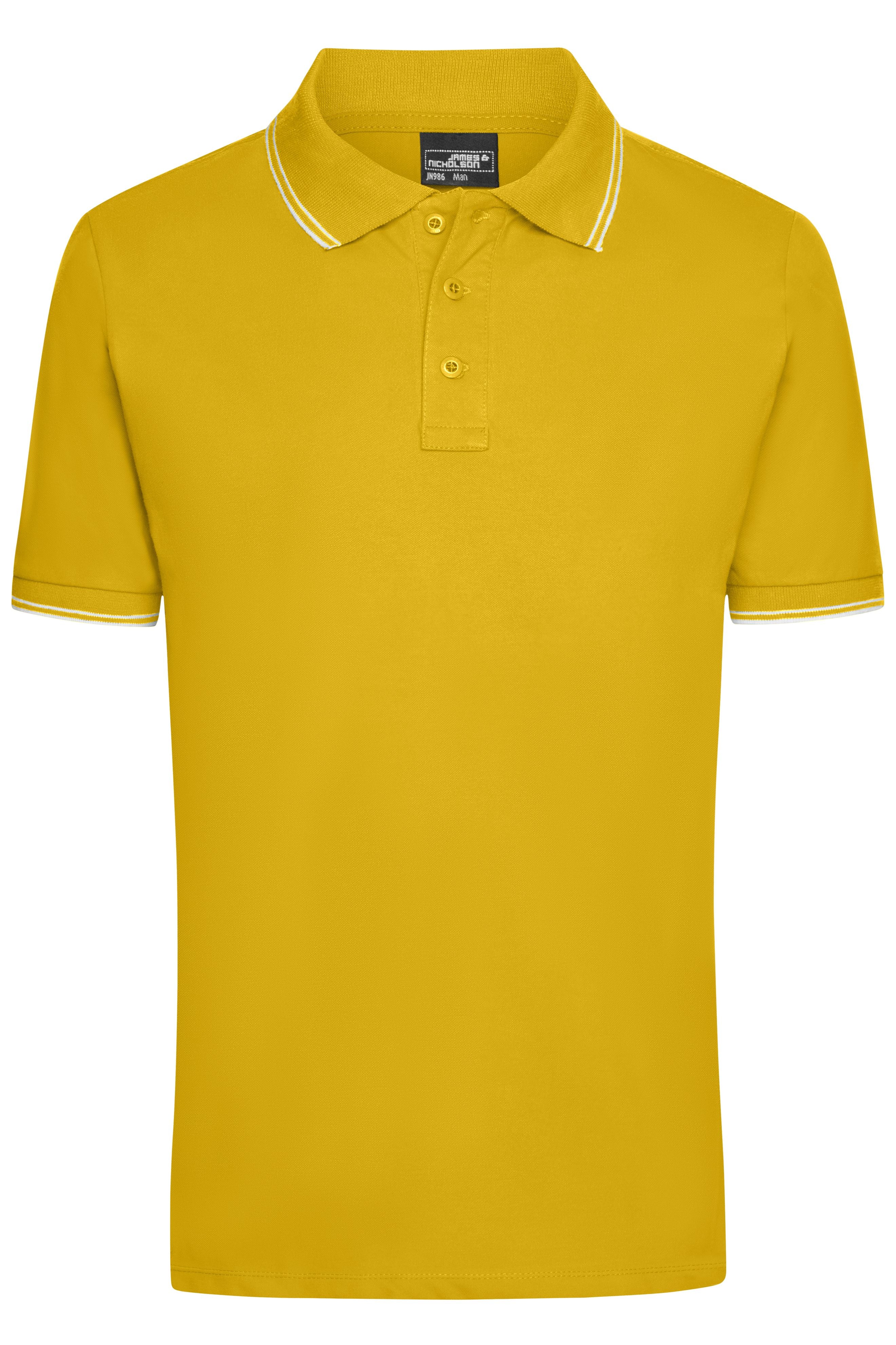 James & Nicholson Herren Elastic Polo sun-yellow/white