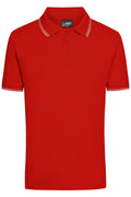 James & Nicholson Herren Elastic Polo tomato/white